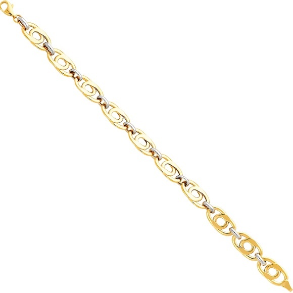 14K Solid Yellow White Gold Bracelete 7.5' inches - Picture 1 of 2